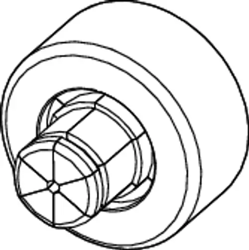 TECEflex Aufweitkopf mit einem runden, glatten Gehäuse und sechseckigem Antriebselement, geeignet für Rohrverbindungen.